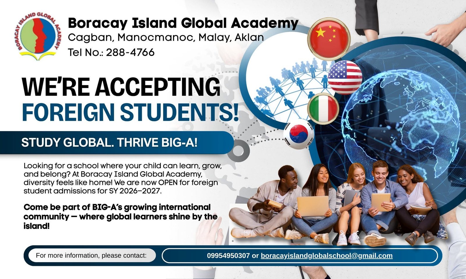 Now Accepting Foreign Students: Study Global, Thrive BIG-A!